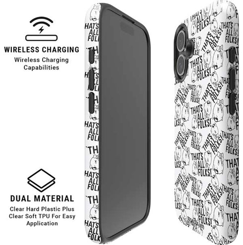 Looney Tunes Porky Pig Black and White iPhone 16 Plus Magsafe Impact Case